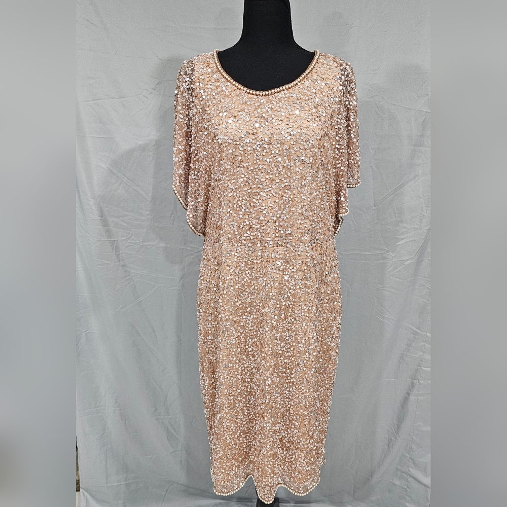 SCOOP BACK SEQUIN DRESS IN ROSE GOLD